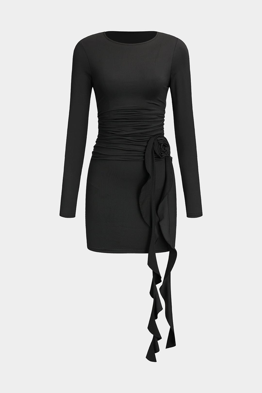 Dames Elegante Stretch Mini-jurk | Figuuraccentuerend met Romantisch Rozen Detail 0