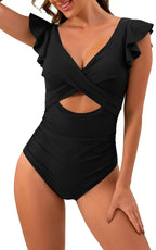 Dames Flatterend Badpak met Ruches | Elegante Gekruiste Halslijn voor Zomer Strandoutfit 7