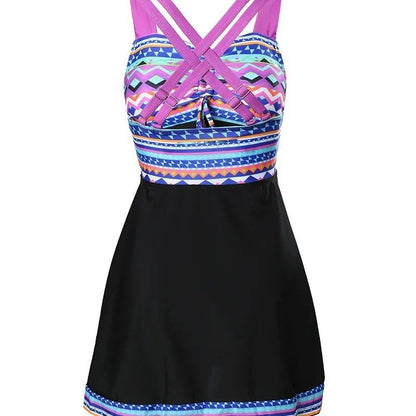 Dames Geometrisch Patroon Zwemjurk | Elegant Comfortabel Strandoutfit 2