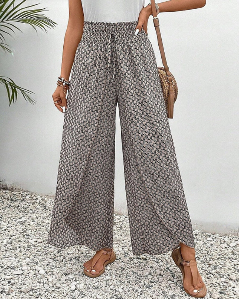 Dames Geometrische Print Relaxte Broek | Comfortabele Wijde Pijpen 1