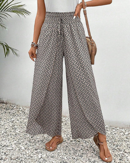 Dames Geometrische Print Relaxte Broek | Comfortabele Wijde Pijpen 1