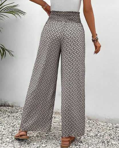 Dames Geometrische Print Relaxte Broek | Comfortabele Wijde Pijpen 3