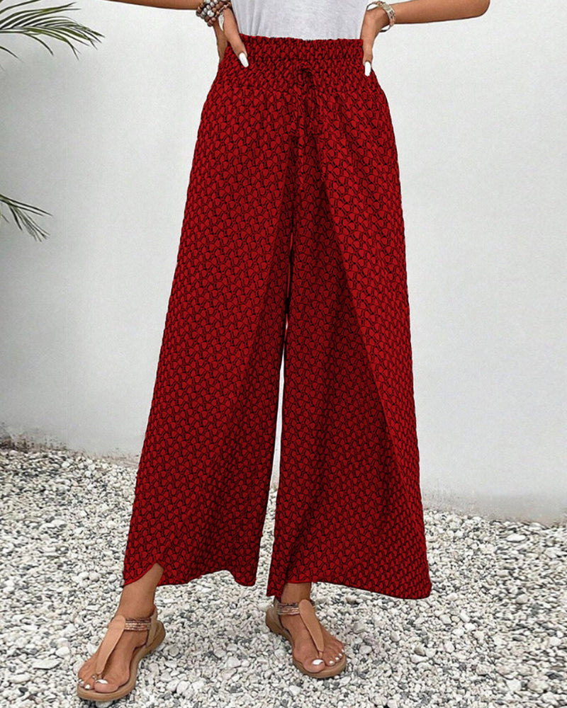 Dames Geometrische Print Relaxte Broek | Comfortabele Wijde Pijpen 4