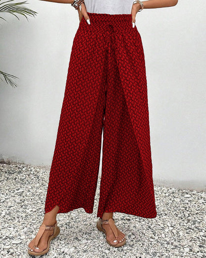 Dames Geometrische Print Relaxte Broek | Comfortabele Wijde Pijpen 4