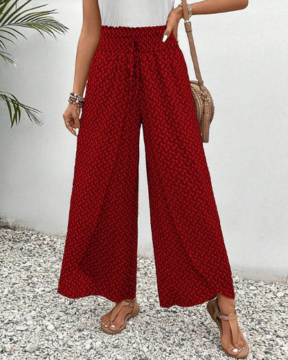 Dames Geometrische Print Relaxte Broek | Comfortabele Wijde Pijpen 5