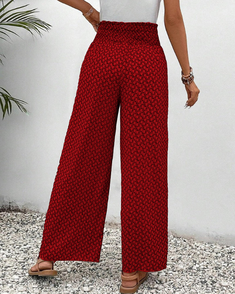 Dames Geometrische Print Relaxte Broek | Comfortabele Wijde Pijpen 7
