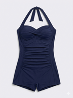 Dames Geplooid Badpak | Elegant Halter Zwempak met Flatterende Pasvorm 1