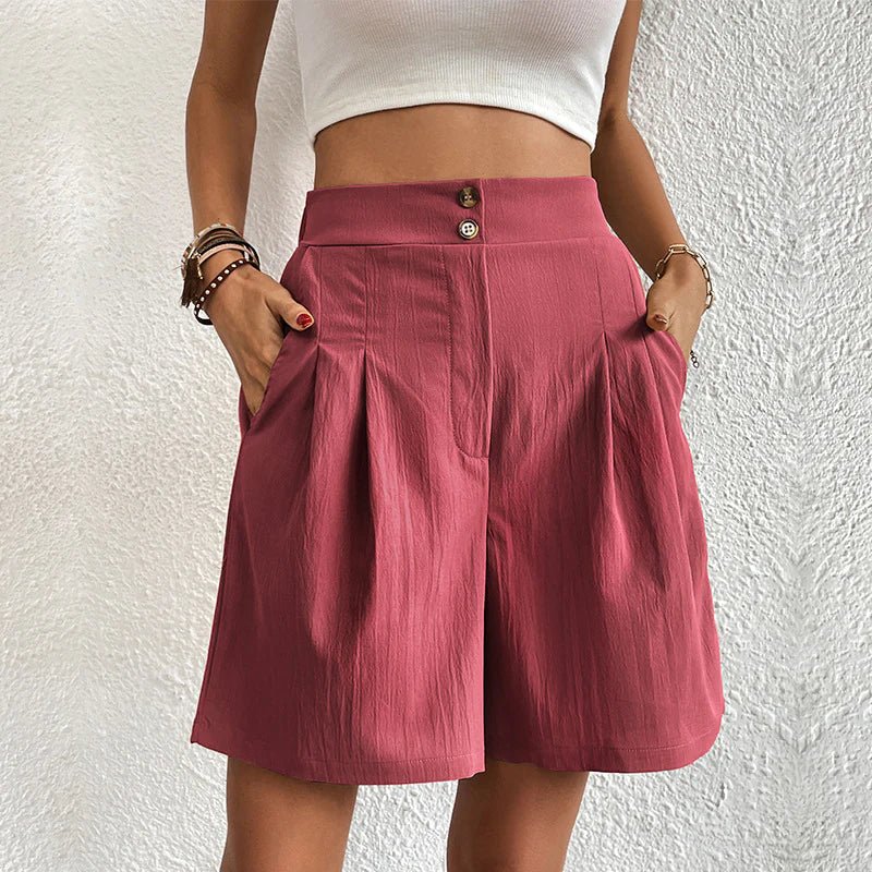 Dames Geplooide Katoenen Shorts | Elegante Hoge Taille met Wijde Pijpen voor Zomer 1