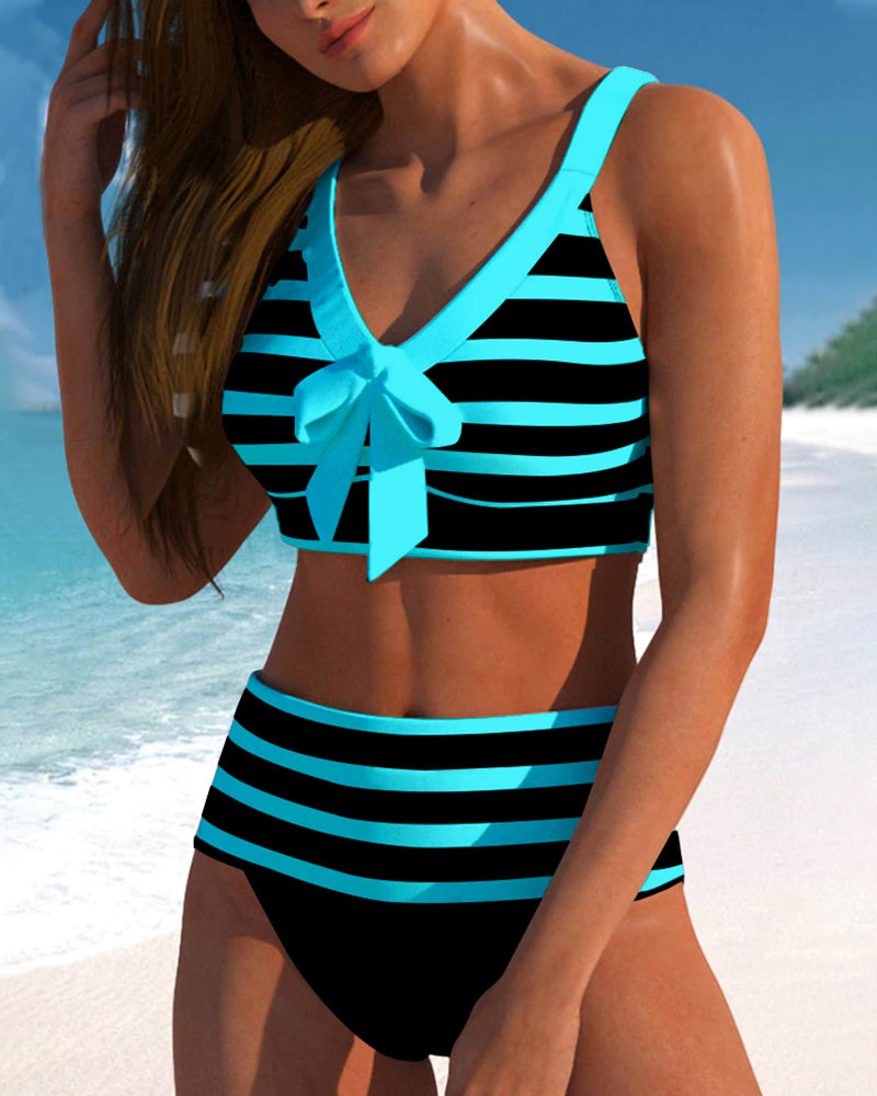 Dames Gestreepte Bikiniset met Hoge Taille | Elegante en Flatterende Pasvorm 6
