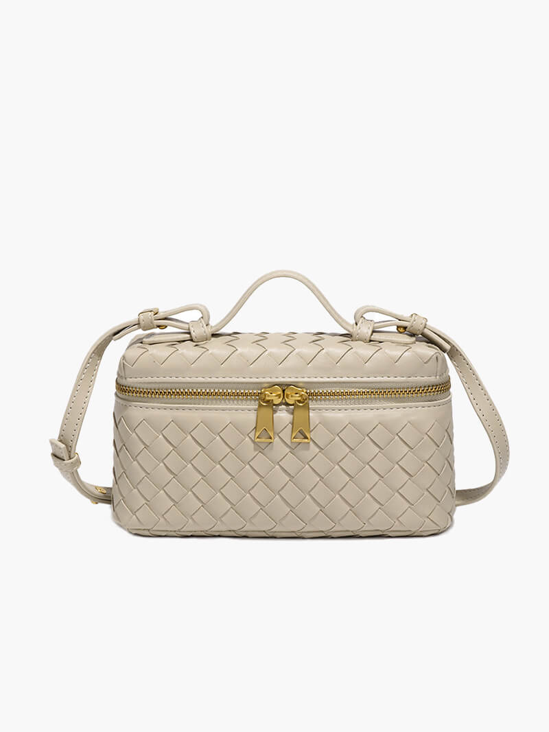 Dames Gevlochten Kunstleer Schoudertas | Compact Elegante Zwarte Tas met Verstelbare Schouderriem 10