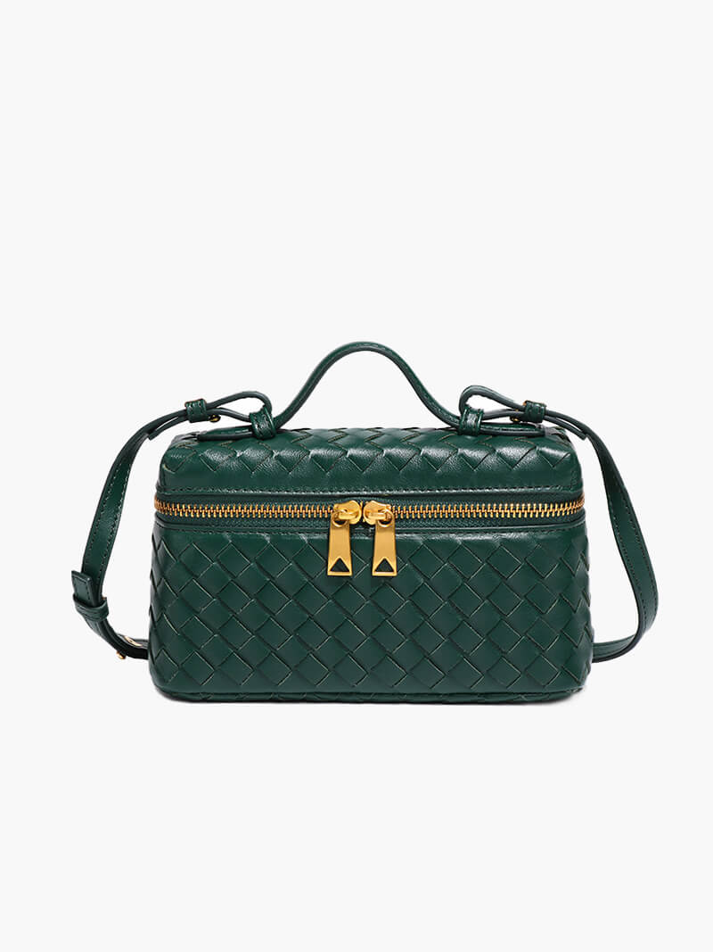 Dames Gevlochten Kunstleer Schoudertas | Compact Elegante Zwarte Tas met Verstelbare Schouderriem 11