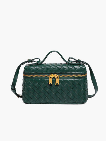 Dames Gevlochten Kunstleer Schoudertas | Compact Elegante Zwarte Tas met Verstelbare Schouderriem 11