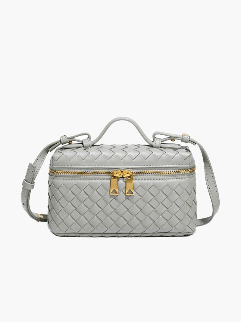 Dames Gevlochten Kunstleer Schoudertas | Compact Elegante Zwarte Tas met Verstelbare Schouderriem 12
