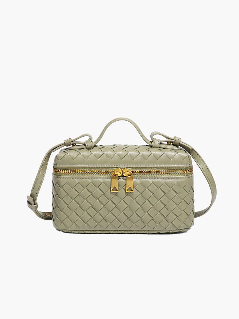 Dames Gevlochten Kunstleer Schoudertas | Compact Elegante Zwarte Tas met Verstelbare Schouderriem 13