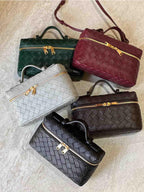Dames Gevlochten Kunstleer Schoudertas | Compact Elegante Zwarte Tas met Verstelbare Schouderriem 4
