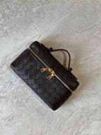 Dames Gevlochten Kunstleer Schoudertas | Compact Elegante Zwarte Tas met Verstelbare Schouderriem 5