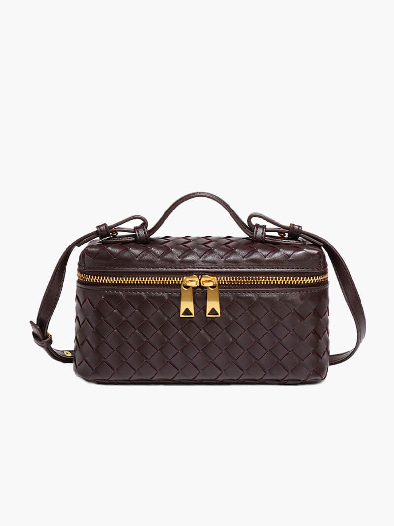Dames Gevlochten Kunstleer Schoudertas | Compact Elegante Zwarte Tas met Verstelbare Schouderriem 7