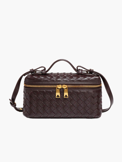Dames Gevlochten Kunstleer Schoudertas | Compact Elegante Zwarte Tas met Verstelbare Schouderriem 7