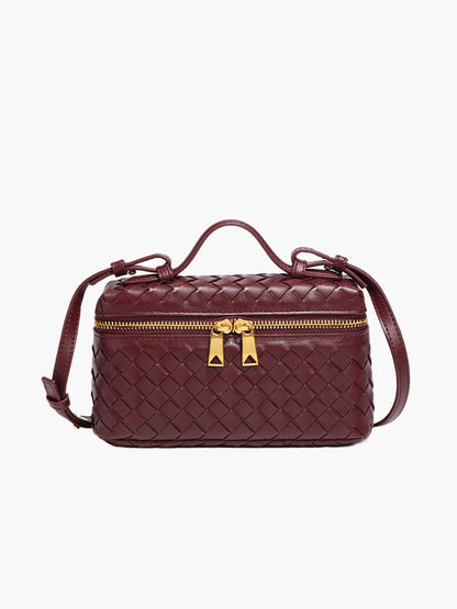 Dames Gevlochten Kunstleer Schoudertas | Compact Elegante Zwarte Tas met Verstelbare Schouderriem 8