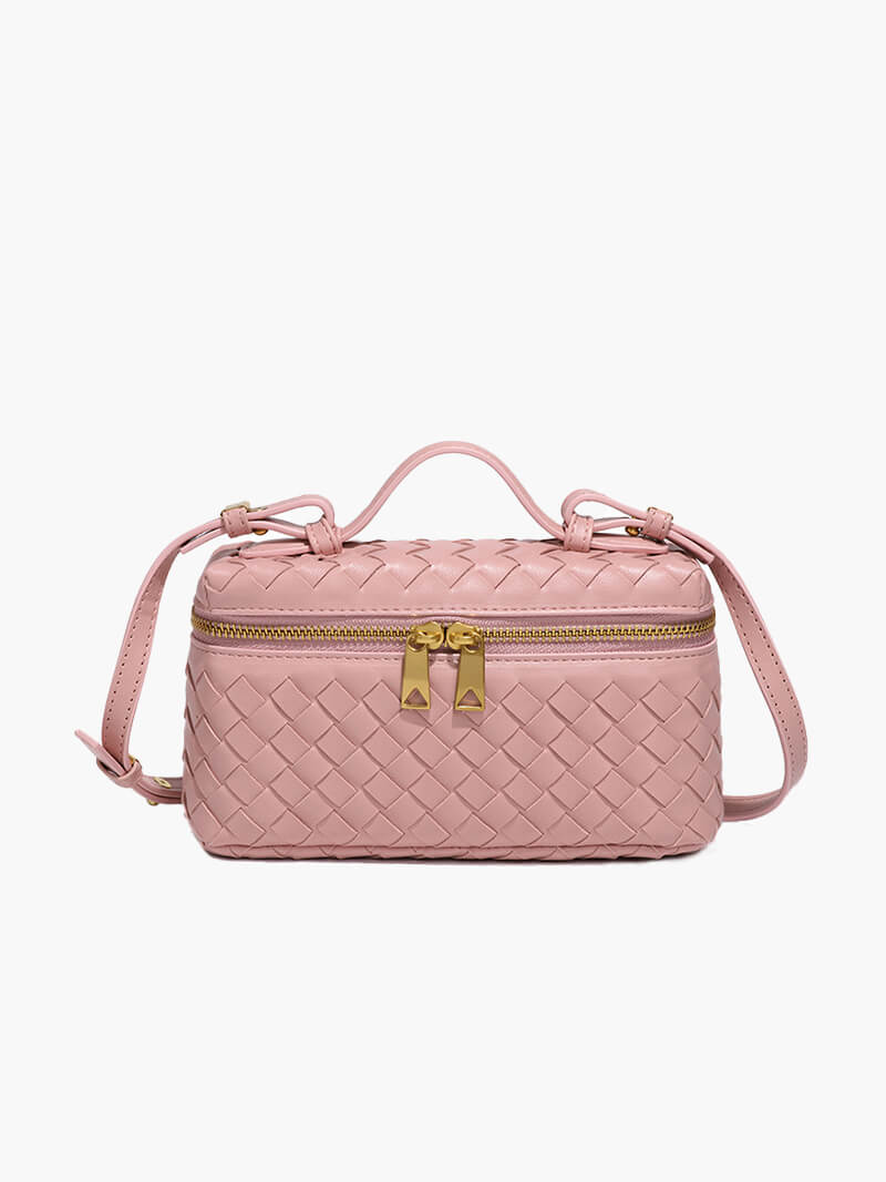 Dames Gevlochten Kunstleer Schoudertas | Compact Elegante Zwarte Tas met Verstelbare Schouderriem 9