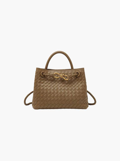 Dames Gevlochten Kunstleren Schoudertas | Compact Elegante Mini-Handtas met Gouden Accent 11