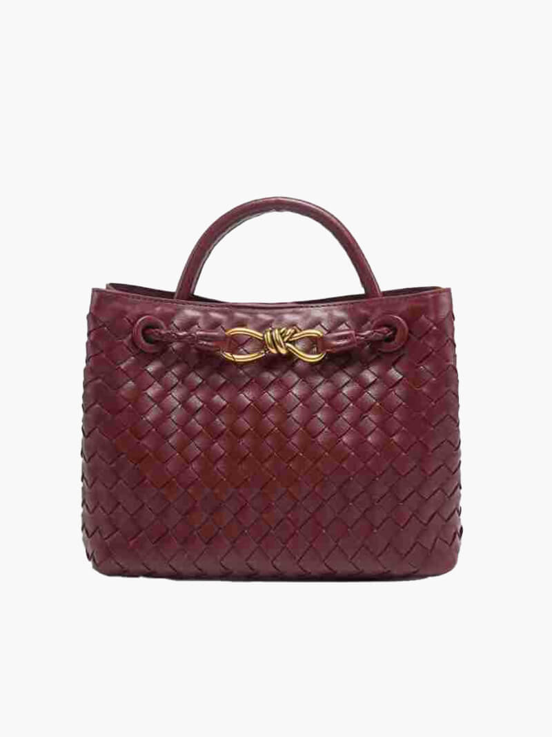 Dames Gevlochten Kunstleren Schoudertas | Compact Elegante Mini-Handtas met Gouden Accent 12