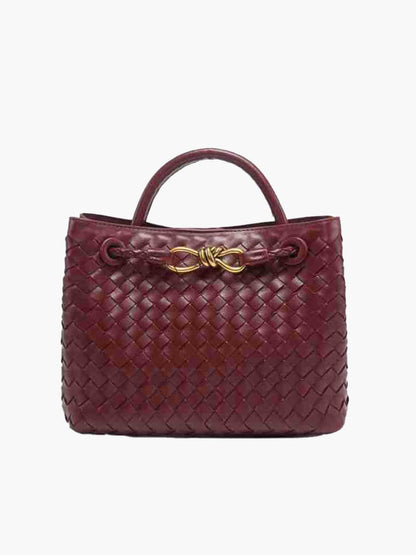 Dames Gevlochten Kunstleren Schoudertas | Compact Elegante Mini-Handtas met Gouden Accent 12