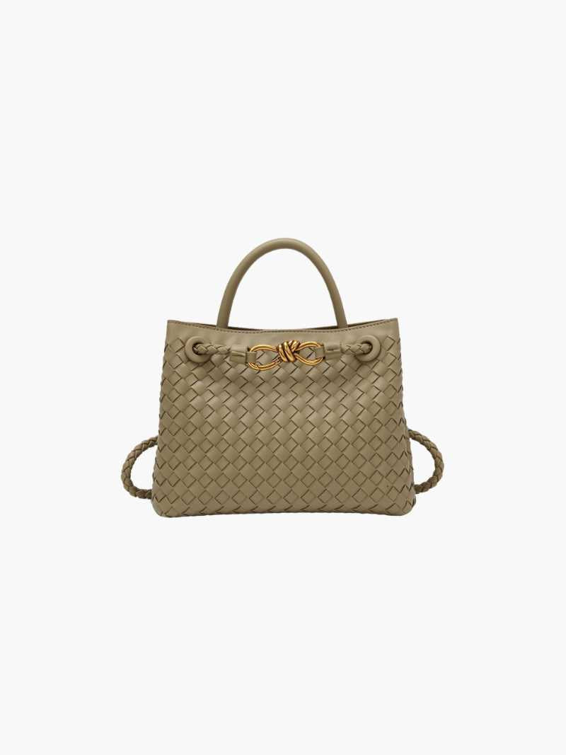 Dames Gevlochten Kunstleren Schoudertas | Compact Elegante Mini-Handtas met Gouden Accent 13