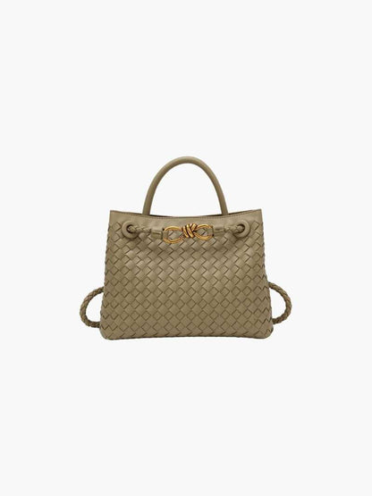 Dames Gevlochten Kunstleren Schoudertas | Compact Elegante Mini-Handtas met Gouden Accent 13