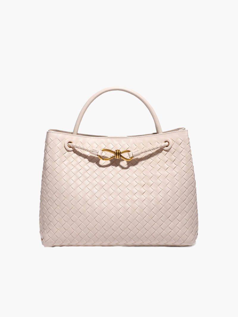 Dames Gevlochten Kunstleren Schoudertas | Compact Elegante Mini-Handtas met Gouden Accent 15