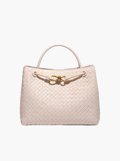 Dames Gevlochten Kunstleren Schoudertas | Compact Elegante Mini-Handtas met Gouden Accent 15