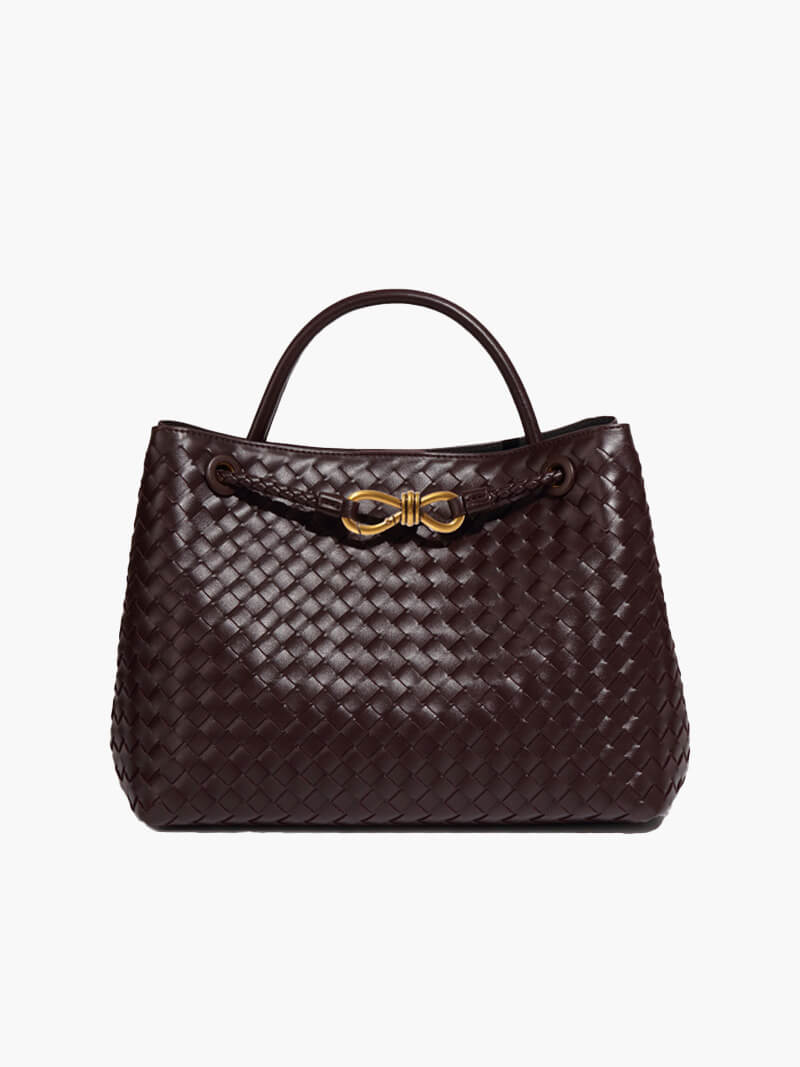 Dames Gevlochten Kunstleren Schoudertas | Compact Elegante Mini-Handtas met Gouden Accent 16