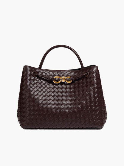 Dames Gevlochten Kunstleren Schoudertas | Compact Elegante Mini-Handtas met Gouden Accent 16