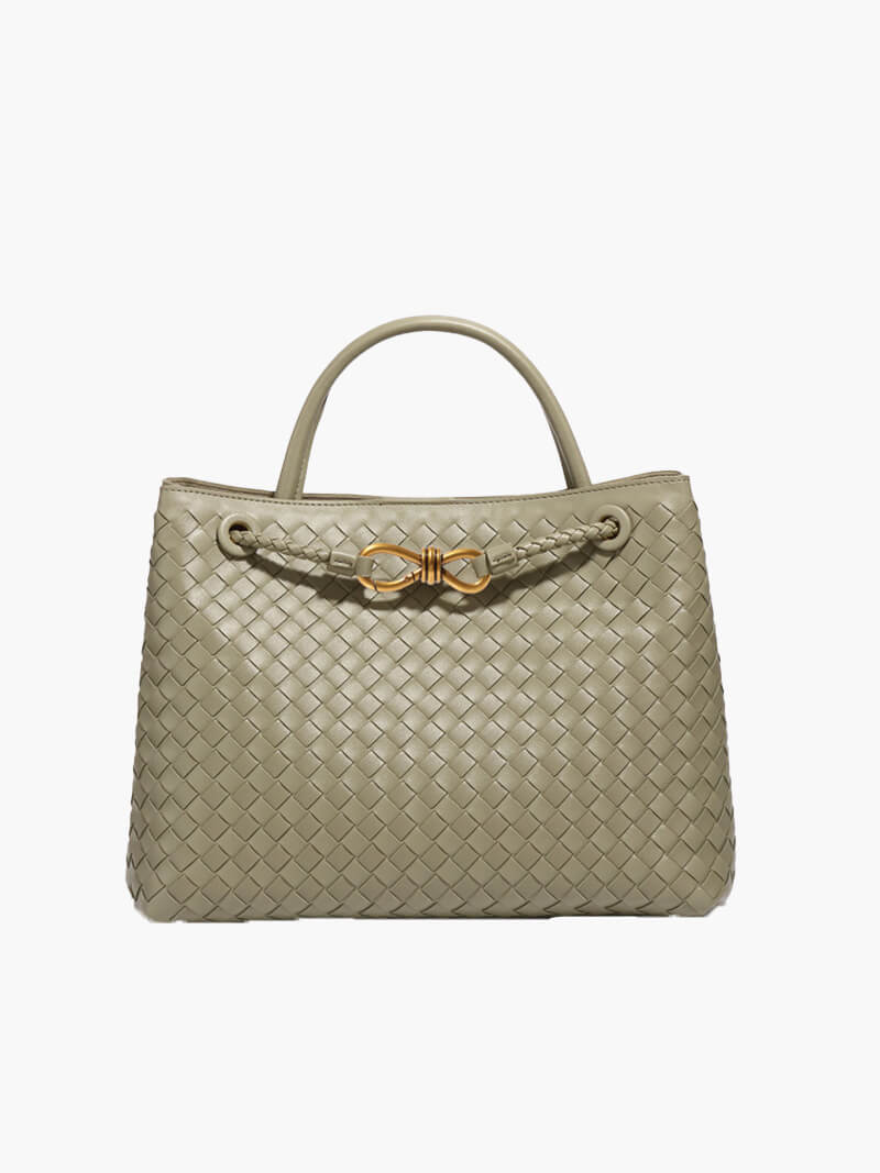 Dames Gevlochten Kunstleren Schoudertas | Compact Elegante Mini-Handtas met Gouden Accent 18