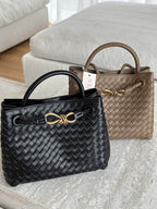 Dames Gevlochten Kunstleren Schoudertas | Compact Elegante Mini-Handtas met Gouden Accent 4