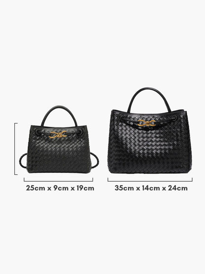 Dames Gevlochten Kunstleren Schoudertas | Compact Elegante Mini-Handtas met Gouden Accent 6