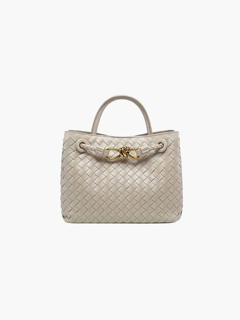 Dames Gevlochten Kunstleren Schoudertas | Compact Elegante Mini-Handtas met Gouden Accent 9