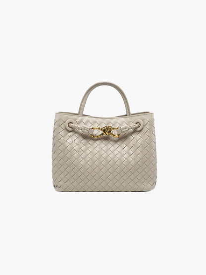 Dames Gevlochten Kunstleren Schoudertas | Compact Elegante Mini-Handtas met Gouden Accent 9