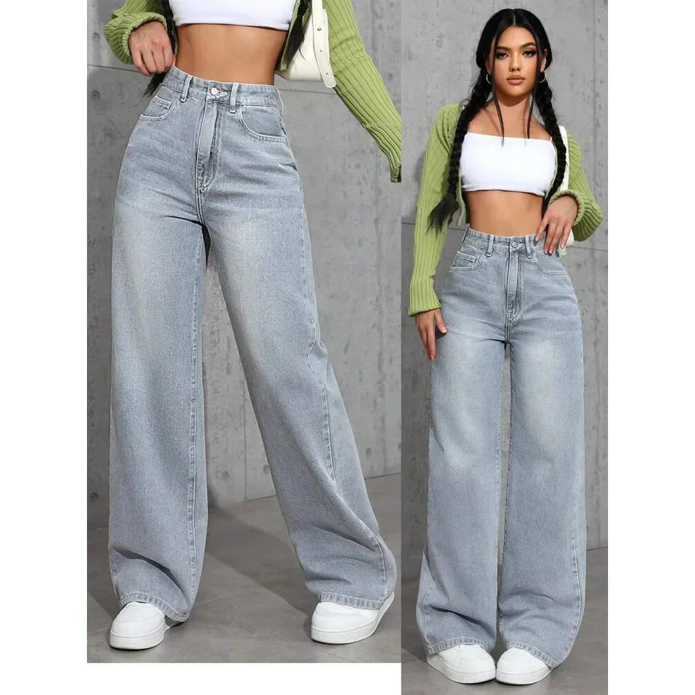 Dames Gewassen Denim Wide Leg Jeans | Flatterende Hoge Taille met Relaxte Pasvorm 2