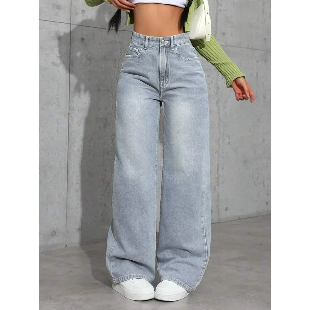Dames Gewassen Denim Wide Leg Jeans | Flatterende Hoge Taille met Relaxte Pasvorm 3