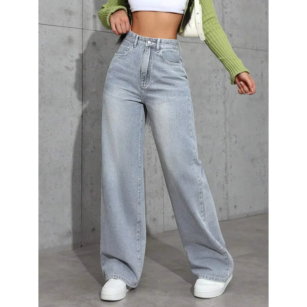 Dames Gewassen Denim Wide Leg Jeans | Flatterende Hoge Taille met Relaxte Pasvorm 4