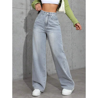 Dames Gewassen Denim Wide Leg Jeans | Flatterende Hoge Taille met Relaxte Pasvorm 4