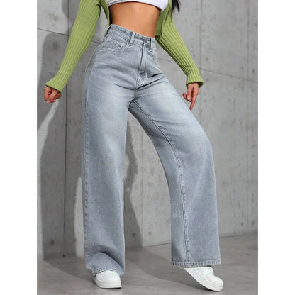 Dames Gewassen Denim Wide Leg Jeans | Flatterende Hoge Taille met Relaxte Pasvorm 5