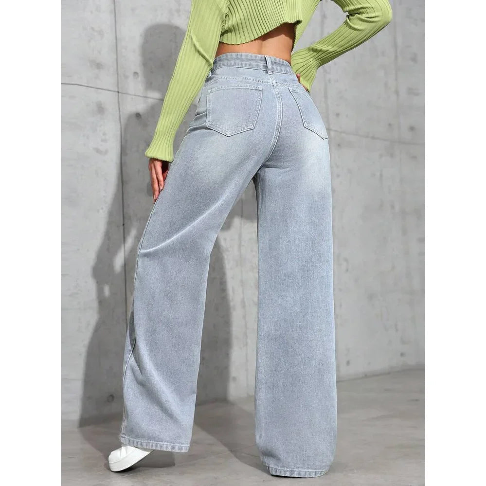 Dames Gewassen Denim Wide Leg Jeans | Flatterende Hoge Taille met Relaxte Pasvorm 6