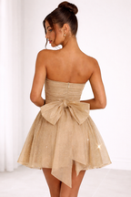 Dames Glitter Cocktailjurk | Schouderloos Elegant Uitlopend Jurk voor Avonden 1