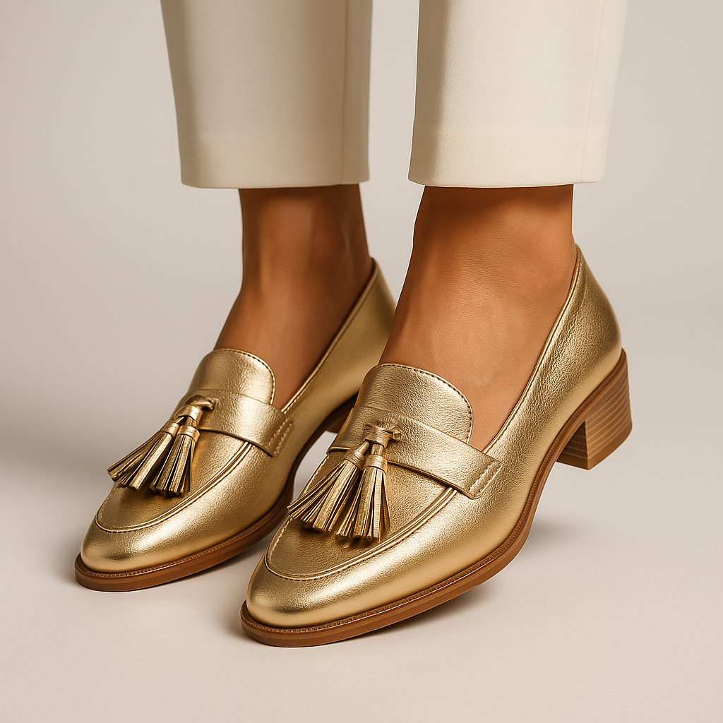 Dames Gouden Loafers | Elegante Comfortabele Slip-On Schoenen 0