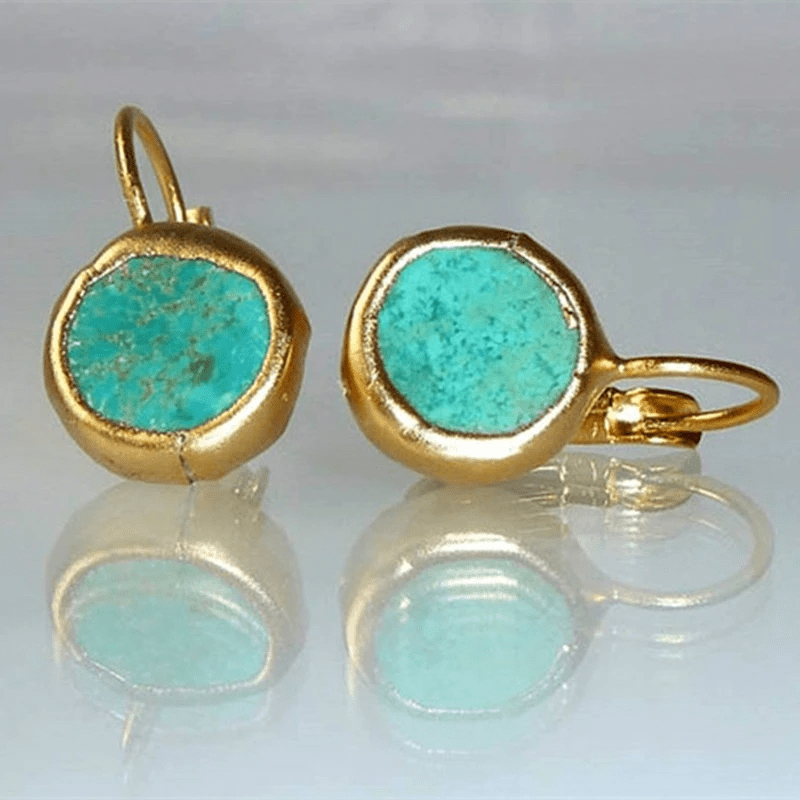 Dames Gouden Oorbellen | Elegante Turquoise Statement Sieraden 0