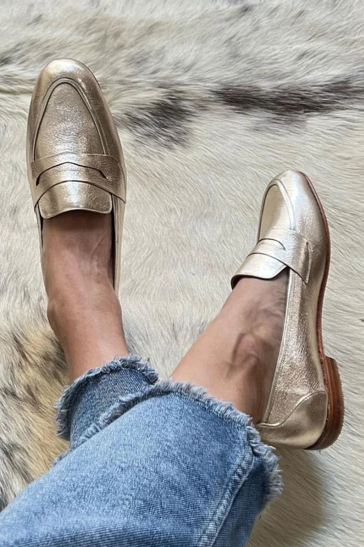 Dames Goudkleurige Metallic Instaploafers | Elegante Casual Schoenen 0