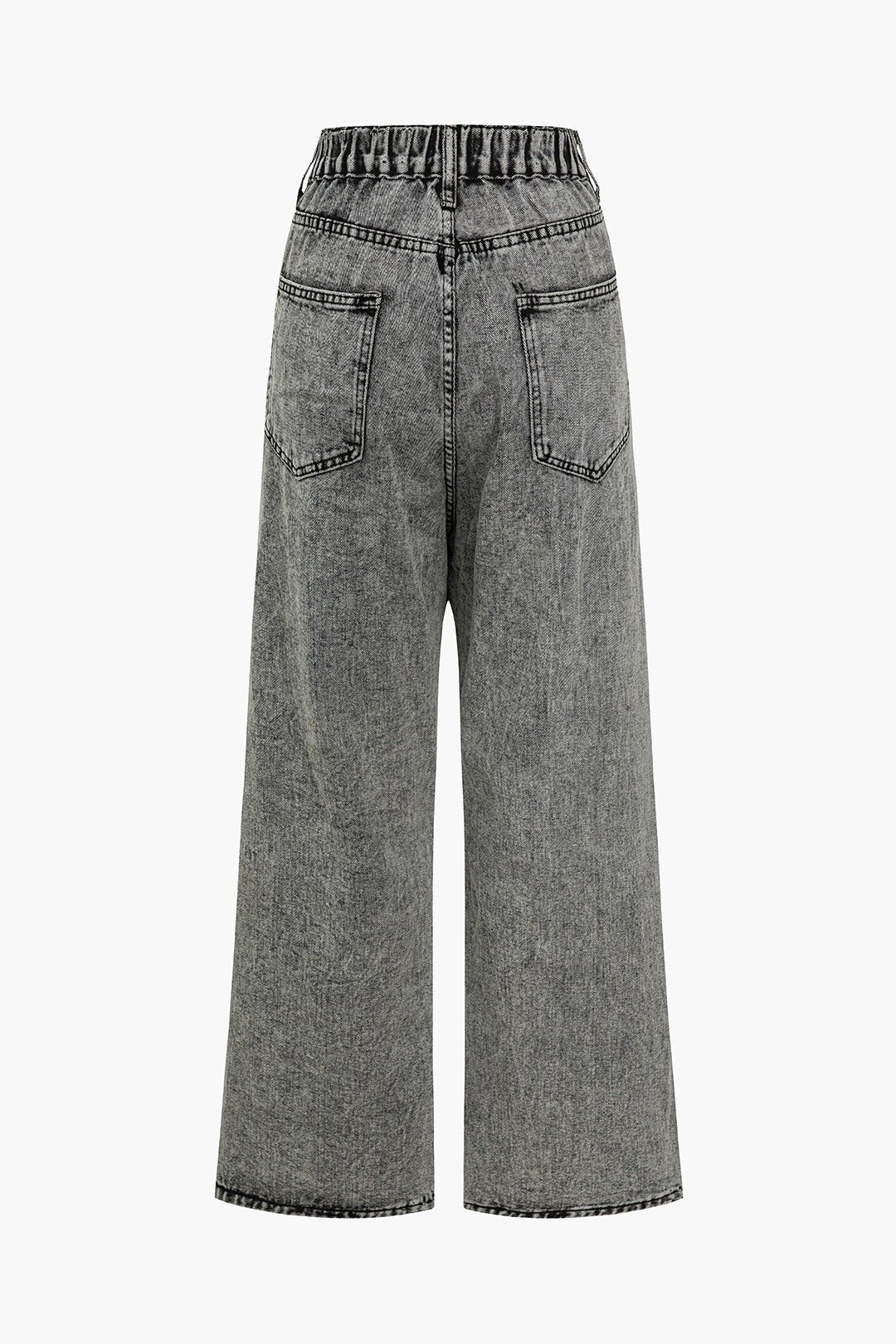 Dames Grijze Denim Spijkerbroek | High-Waist Wijde Pijpen met Asymmetrische Details 1