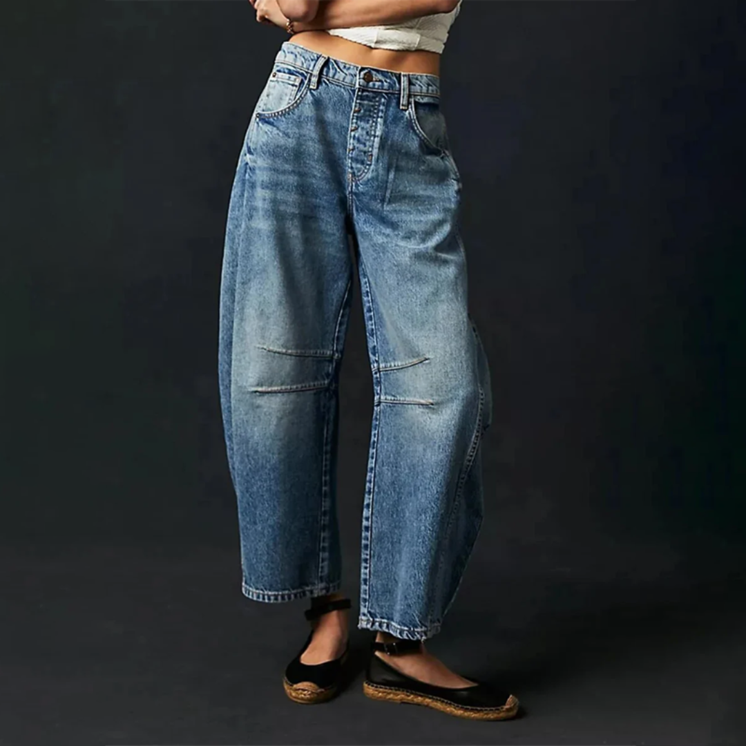 Dames Hoge Taille Denim Jeans | Modieuze Flared Spijkerbroek met Relaxed Fit 1